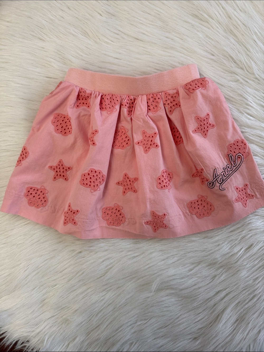 Disney Princess Embroidered Ariel Star & Shell Pale Pink Skirt Size 4T